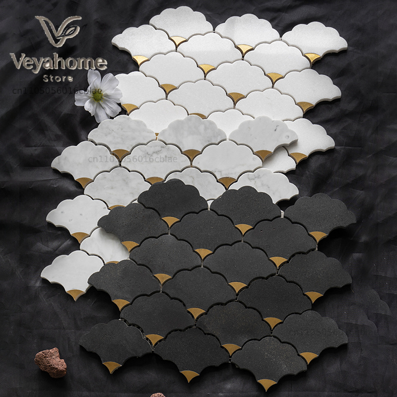 Home Bathroom Tiles Design - Mosaico de mármol natural con chorro
