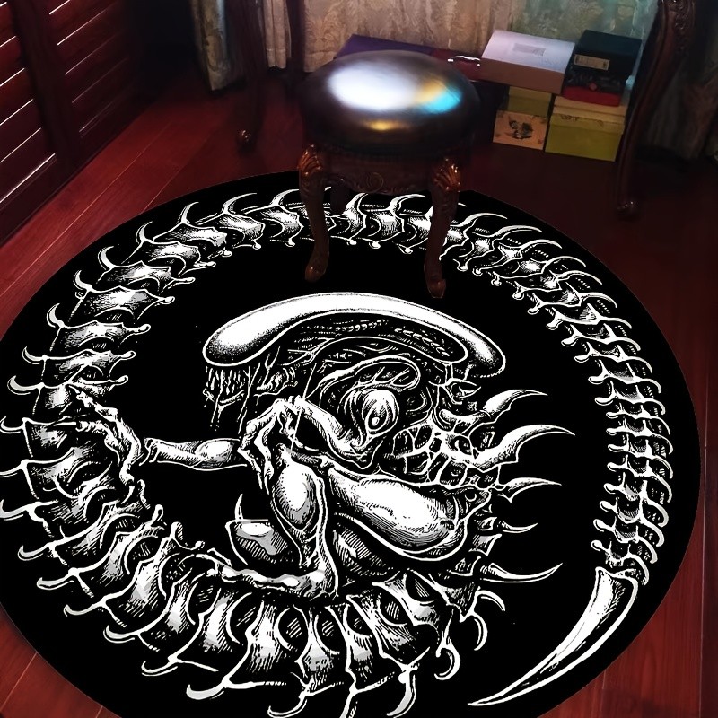 Home Bathroom Trends - Alfombra Redonda Alien Xenomorph, Alfombra Antideslizante