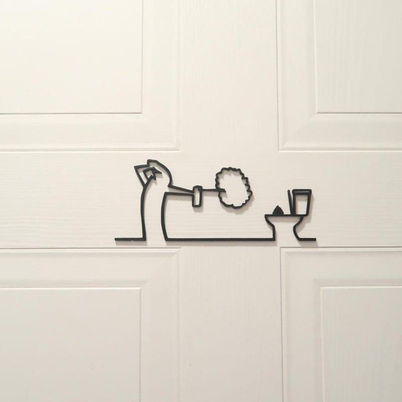Home Bathroom Door Signs - Nuevo Letrero Metálico Minimalista para Baño,