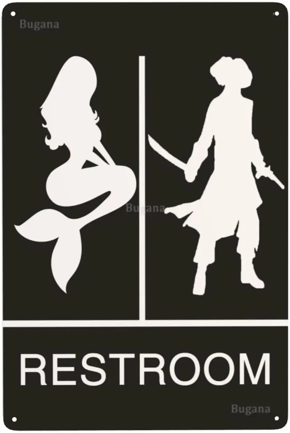 Home Bathroom Door Signs - Letrero Metálico Vintage de Sirena Pirata