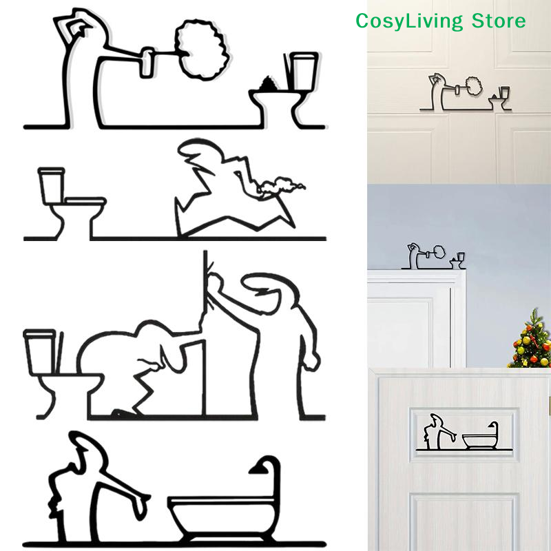 Home Bathroom Door Signs - Letrero de Baño Minimalista de Metal