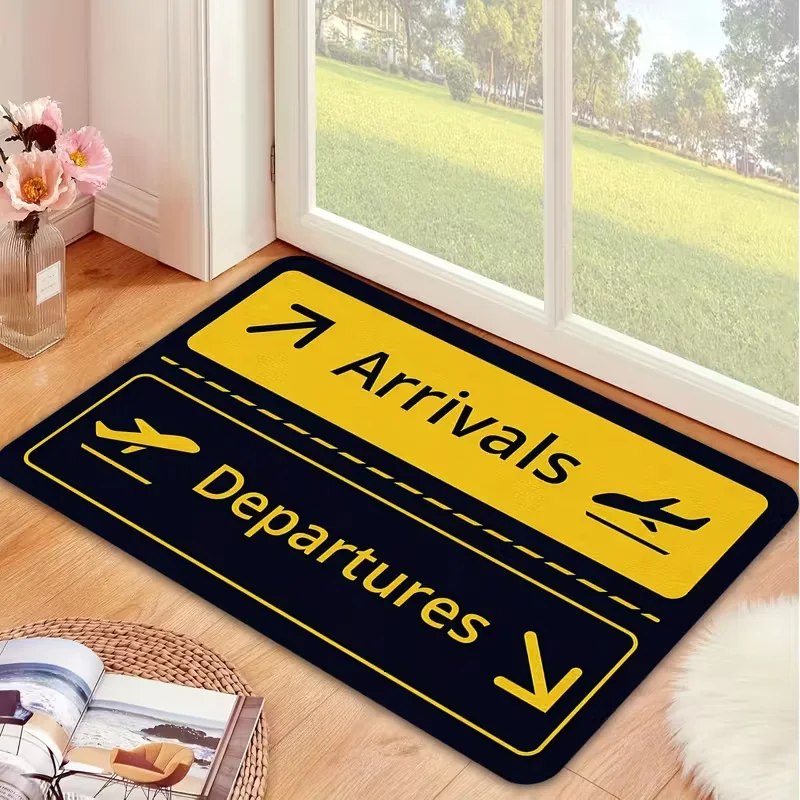 Home Bathroom Door Signs - Felpudo con letrero de aeropuerto, alfombra