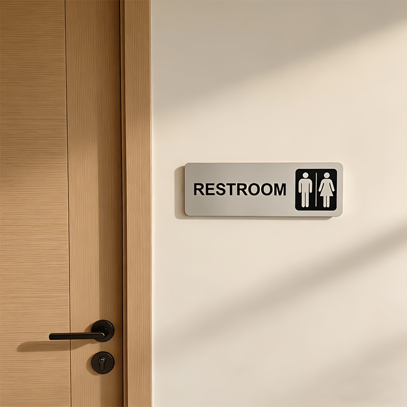 Home Bathroom Door Signs - 1 Pieza Placa de Metal Cepillado