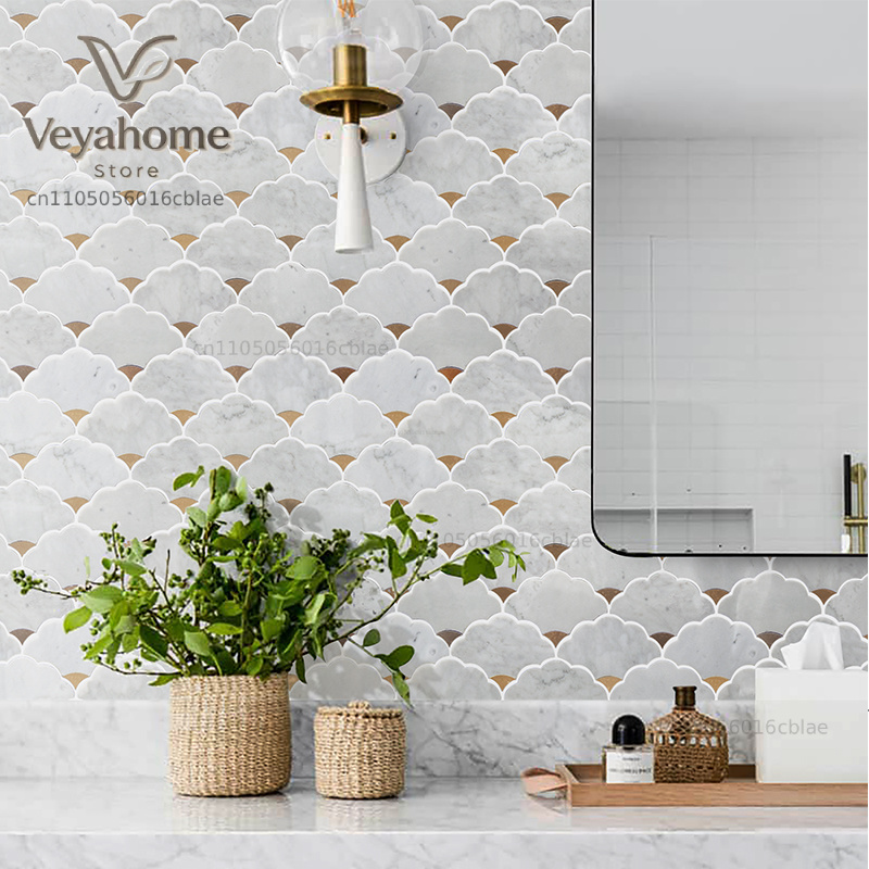 Mosaico de mármol natural con  - Home Bathroom Tiles Design reseña y precio