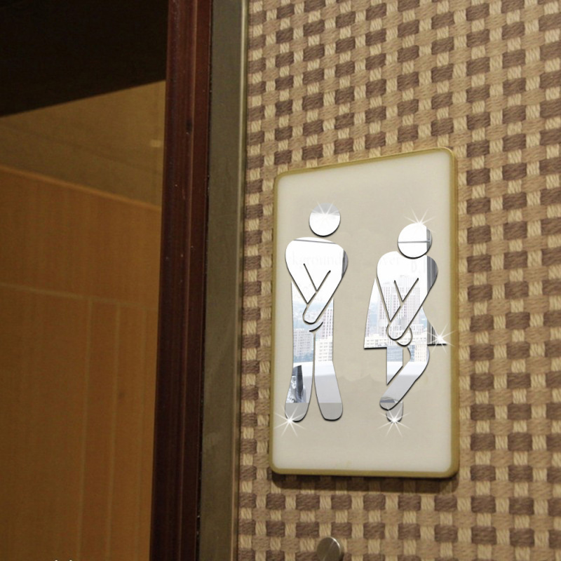Espejo acrílico 3D para puerta - Home Bathroom Door Signs reseña y precio