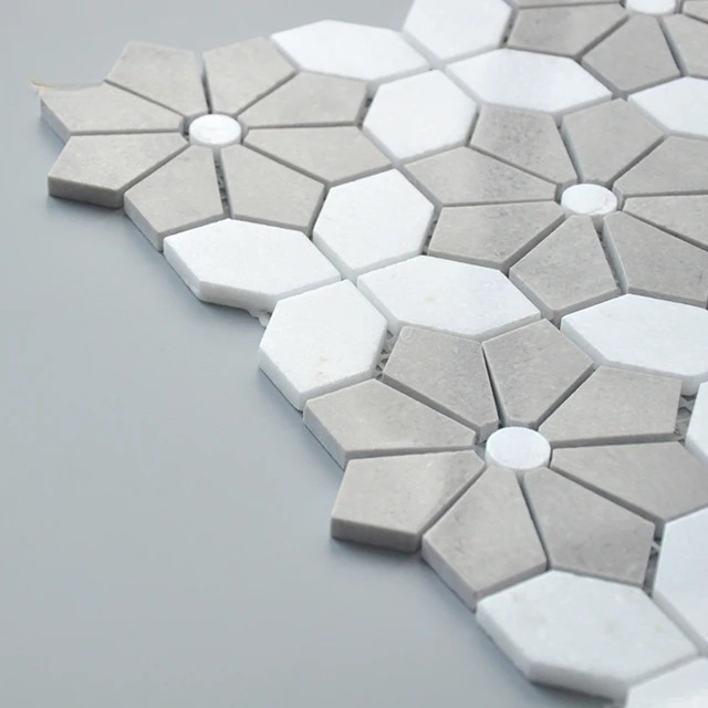 Mosaico de Mármol Blanco Mixto - Home Bathroom Tiles Design reseña y precio