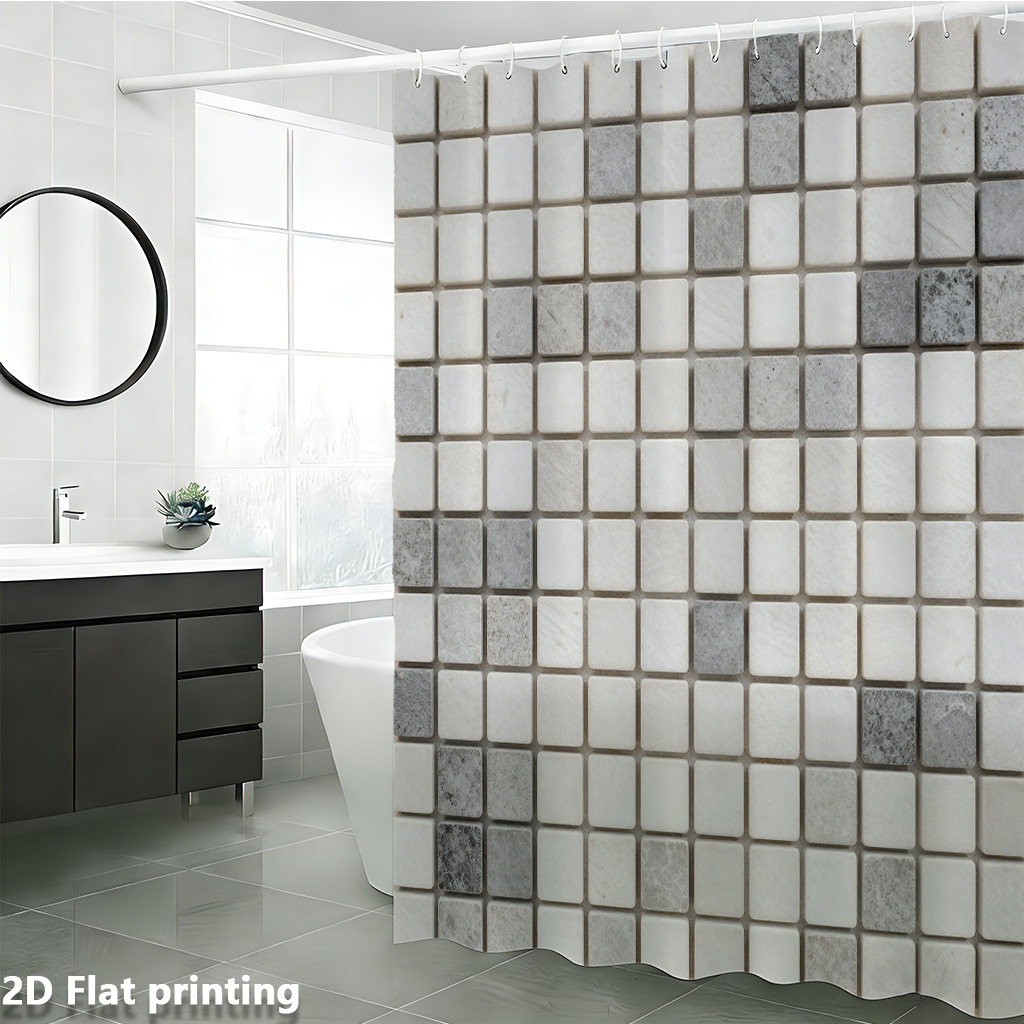 Cortina de ducha grande con es - Home Bathroom Tiles Design reseña y precio