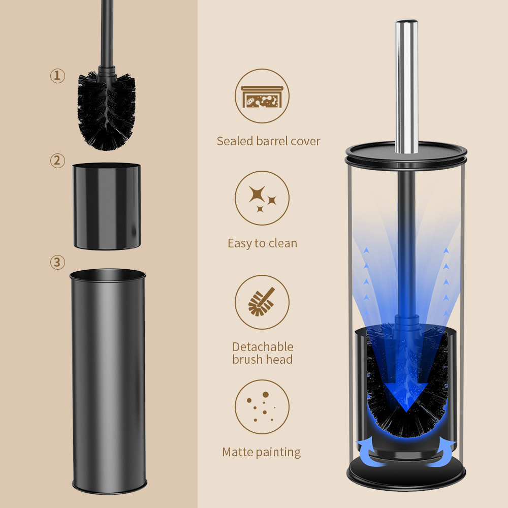 Cepillo de inodoro negro con s - Toilet Brush Holder reseña y precio
